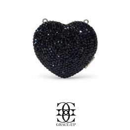 Grace Up Mini Heart 3 Black Clutch