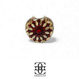 Grace Up Mini Apple Maroon/Silver Clutch