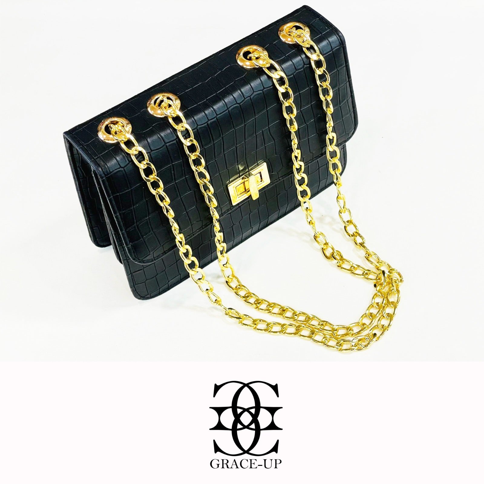 Grace Up Clutch Bag Black –